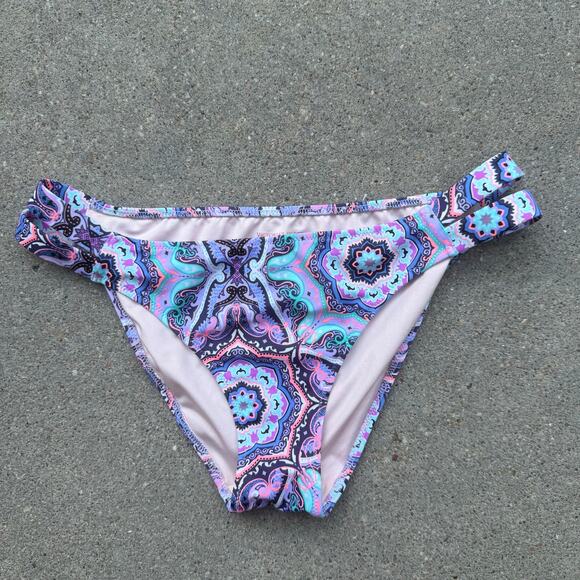 Victoria's Secret Purple Blue Pink The Double Banded Hipster Bikini Bottoms MED - Picture 1 of 6